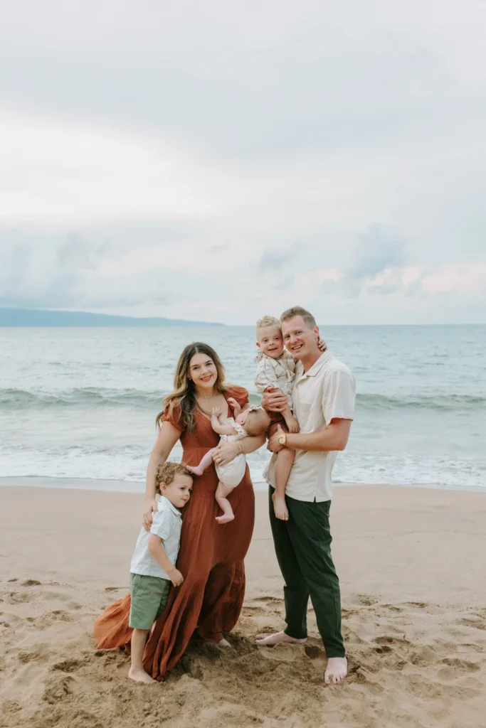 Kyle and Rachael Vermeulen with their three children in Hawaii